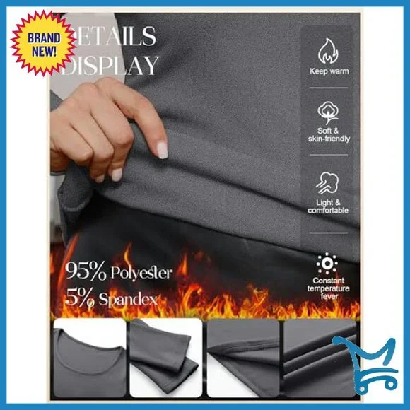 Plus Size Fleece Lined Thermal Tops 3 Pack Long Sleeve Base Layer